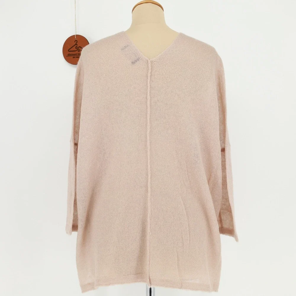 KERISMA‎ Lightweight Lace Up Front Knit Sweater Pink Size S/M Wool Mohair Blend